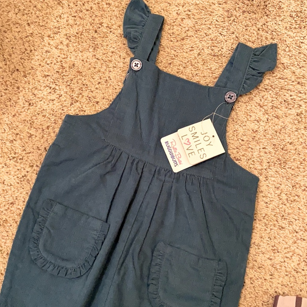 NWT sz 12-18 months Ruffle Butts Blue Corduroy Flutter Overall Jumpsuit
